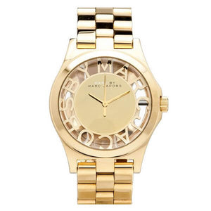 Buy Shop Marc Jacobs Henry Transparent Gold Dial Gold Steel Strap Watch for Women - MBM3206 USA Online