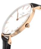 Buy Shop Daniel Wellington Petite Sheffield White Dial Black Leather Strap Watch For Women - DW00100174 USA Online