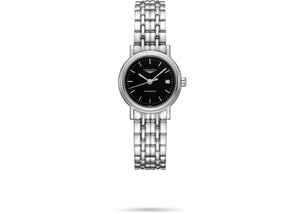 Buy Shop Longines Presence 25.5mm Automatic Black Dial Silver Steel Strap Watch for Women - L4.321.4.52.6 USA Online