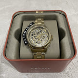 Buy Shop Fossil Rye Automatic Skeleton Gold Dial Gold Steel Strap Watch for Women - BQ3755 USA Online