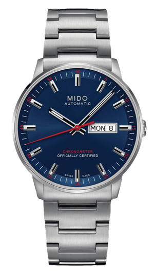 Mido Commander II Automatic Chronometer Blue Dial Silver Steel Strap Watch For Men - M021.431.11.041.00