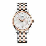 Mido Baroncelli III Automatic Mother of Pearl White Dial Two Tone Steel Strap Watch For Women - M7600.9.69.1