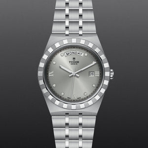 Buy Shop Tudor Royal Day Date Diamonds Automatic Silver Dial Silver Steel Strap Watch for Men - M28600-0002 USA Online