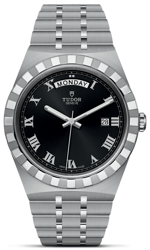 Tudor Royal Automatic Black Dial Silver Steel Strap Watch for Men - M28600-0003