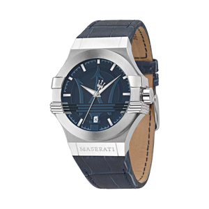 Buy Shop Maserati Potenza Blue Dial Blue Leather Strap Watch For Men - R8851108015 USA Online