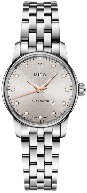 Mido Baroncelli III Automatic Silver Dial Silver Steel Strap Watch For Women - M7600.4.21.1