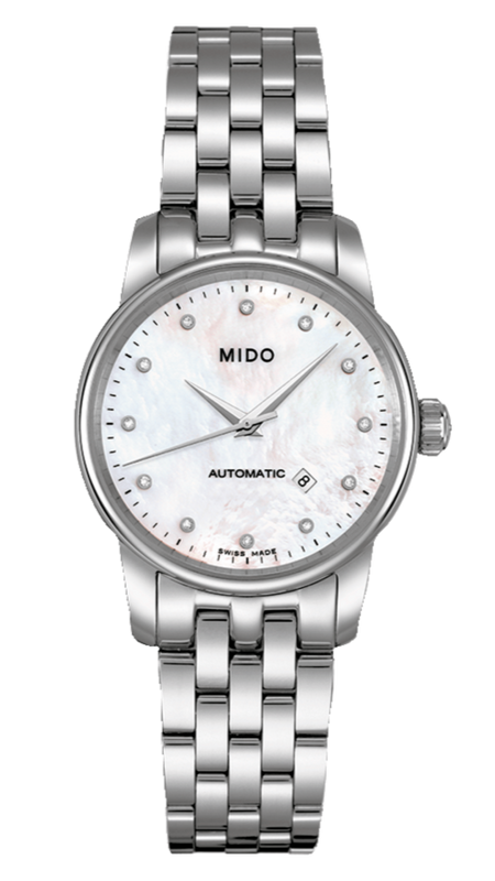 Buy Shop Mido Baroncelli Automatic Mother Of Pearl Dial Silver Steel Strap Watch For Women - M7600.4.69.1 USA Online