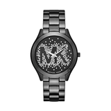 Michael Kors Slim Runway Black Dial Black Steel Strap Watch for Women - MK3589