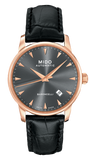 Mido Baroncelli III Automatic Grey Dial Black Leather Strap Watch For Men - M8600.3.13.4