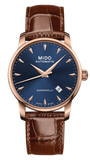 Mido Baroncelli III Automatic Blue Dial Brown Leather Strap Watch For Men - M8600.3.15.8