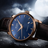 Mido Baroncelli III Automatic Blue Dial Brown Leather Strap Watch For Men - M8600.3.15.8