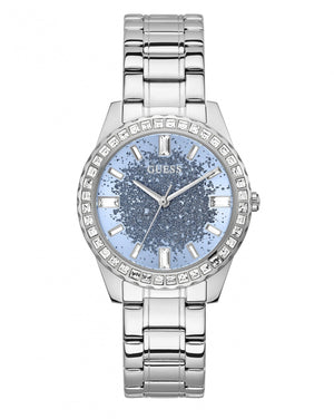 Buy Shop Guess Glitter Burst Diamonds Blue Dial Silver Steel Strap Watch for Women - GW0405L1 USA Online