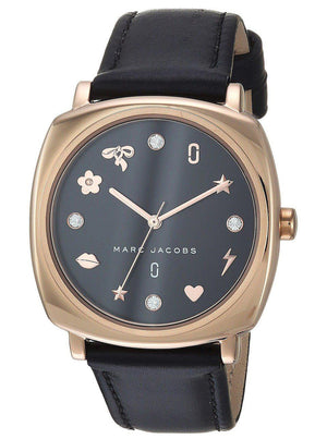 Buy Shop Marc Jacobs Mandy Black Dial Black Leather Strap Watch for Women - MJ1565 USA Online