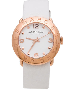 Buy Shop Marc Jacobs Amy White Dial White Leather Strap Watch for Women - MBM1180 USA Online