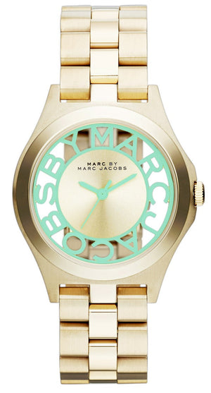 Buy Shop Marc Jacobs Henry Gold Dial Gold Steel Strap Watch for Women - MBM3295 USA Online