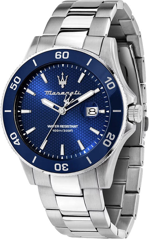 Buy Shop Maserati Competizione Quartz Blue Dial Silver Steel Strap Watch For Men - R8853100036 USA Online