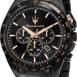 Maserati Traguardo Chronograph Black Dial Black Steel Strap Watch For Men - R8873612048