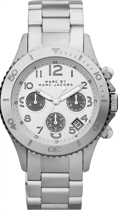 Buy Shop Marc Jacobs Marc Chronograph Silver Dial Silver Steel Strap Watch for Men - MBM3155 USA Online