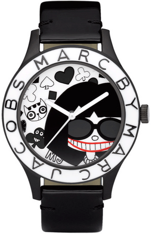 Buy Shop Marc Jacobs White & Black Dial Black Leather Strap Watch for Women - MBM1148 USA Online