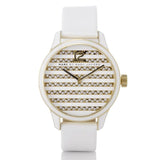 Buy Shop Marc Jacobs Lidia Stripe White Dial White Leather Strap Watch for Women - MBM1164 USA Online