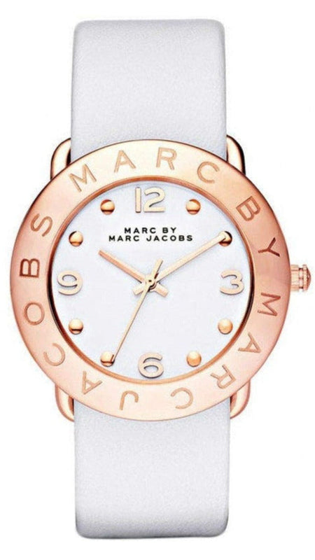 Buy Shop Marc Jacobs Amy White Dial White Leather Strap Watch for Women - MBM1180 USA Online
