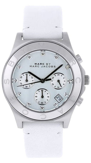 Buy Shop Marc Jacobs Blade White Dial White Leather Strap Watch for Women - MBM1187 USA Online