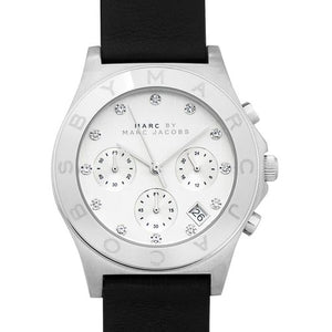Buy Shop Marc Jacobs Blade Chronograph White Dial Black Leather Strap Watch for Women - MBM1189 USA Online