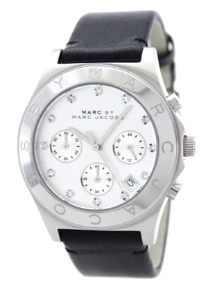 Buy Shop Marc Jacobs Blade Chronograph White Dial Black Leather Strap Watch for Women - MBM1189 USA Online