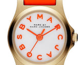 Buy Shop Marc Jacobs Henry Dinky White Dial Orange Leather Strap Watch for Women - MBM1236 USA Online
