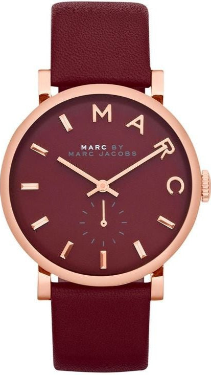 Buy Shop Marc Jacobs Baker Maroon Dial Maroon Leather Strap Watch for Women - MBM1267 USA Online