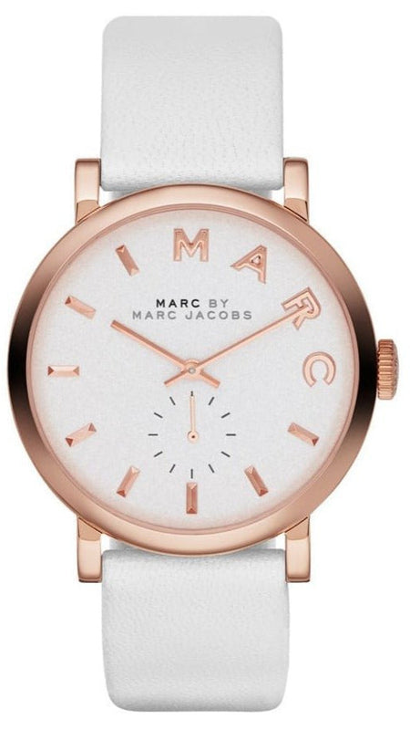 Buy Shop Marc Jacobs Baker White Dial White Leather Strap Watch for Women - MBM1283 USA Online