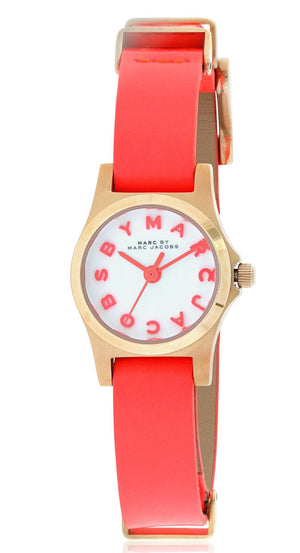 Buy Shop Marc Jacobs Henry Dinky White Dial Orange Leather Strap Watch for Women - MBM1236 USA Online