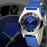 Buy Shop Marc Jacobs Henry Skeleton Blue Dial Blue Leather Strap Watch for Women - MBM1337 USA Online