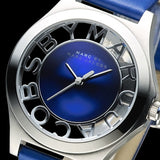 Buy Shop Marc Jacobs Henry Skeleton Blue Dial Blue Leather Strap Watch for Women - MBM1337 USA Online