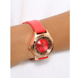 Buy Shop Marc Jacobs Henry Skeleton Red Dial Red Leather Strap Watch for Women - MBM1338 USA Online