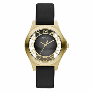 Buy Shop Marc Jacobs Henry Skeleton Black Dial Black Leather Strap Watch for Women - MBM1340 USA Online
