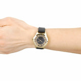 Buy Shop Marc Jacobs Henry Skeleton Black Dial Black Leather Strap Watch for Women - MBM1340 USA Online
