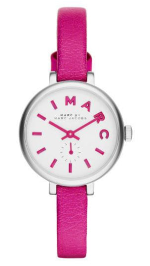 Buy Shop Marc Jacobs Sally White Dial Pink Leather Strap Watch for Women - MBM1353 USA Online