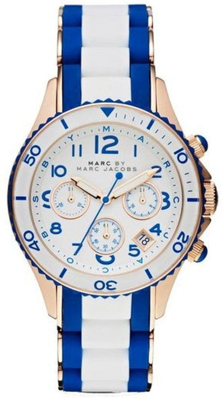 Buy Shop Marc Jacobs Rock Chronograph White Dial Two Tone Silicone Strap Watch for Women - MBM2594 USA Online