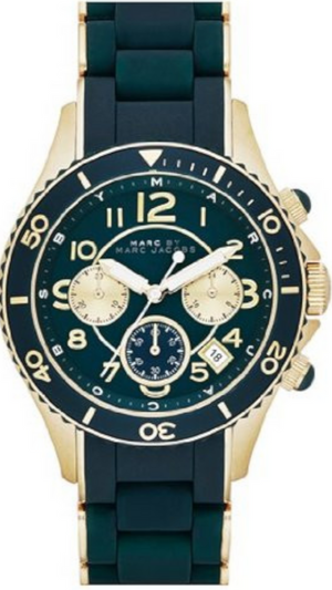 Buy Shop Marc Jacobs Rock Chronograph Green Dial Green Silicone Strap Watch for Women - MBM2597 USA Online