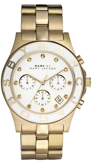 Buy Shop Marc Jacobs Blade Chronograph White Dial Gold Steel Strap Watch for Women - MBM3081 USA Online