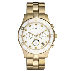 Buy Shop Marc Jacobs Blade Chronograph White Dial Gold Steel Strap Watch for Women - MBM3081 USA Online