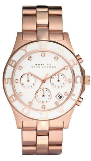 Buy Shop Marc Jacobs Blade Chronograph White Dial Rose Gold Steel Strap Watch for Women - MBM3082 USA Online