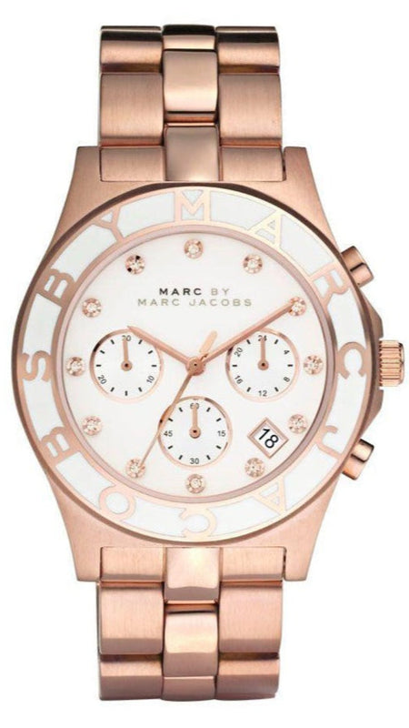 Buy Shop Marc Jacobs Blade Chronograph White Dial Rose Gold Steel Strap Watch for Women - MBM3082 USA Online