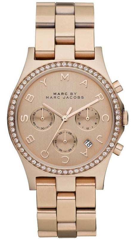 Buy Shop Marc Jacobs Henry Chronograph Rose Gold Dial Rose Gold Steel Strap Watch for Women - MBM3118 USA Online