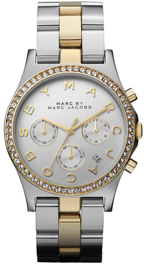 Buy Shop Marc Jacobs Henry Chronograph Silver Dial Two Tone Steel Strap Watch for Women - MBM3197 USA Online