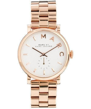 Buy Shop Marc Jacobs Baker White Dial Rose Gold Steel Strap Watch for Women - MBM3244 USA Online