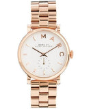 Marc Jacobs Baker White Dial Rose Gold Steel Strap Watch for Women - MBM3244