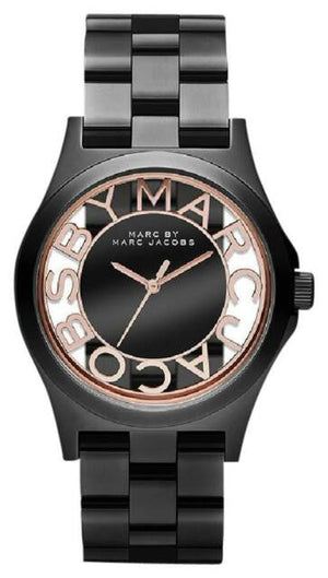 Buy Shop Marc Jacobs Henry Skeleton Black Dial Black Steel Strap Watch for Women - MBM3254 USA Online