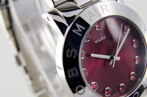 Buy Shop Marc Jacobs Amy Red Dial Silver Steel Strap Watch for Women - MBM3333 USA Online